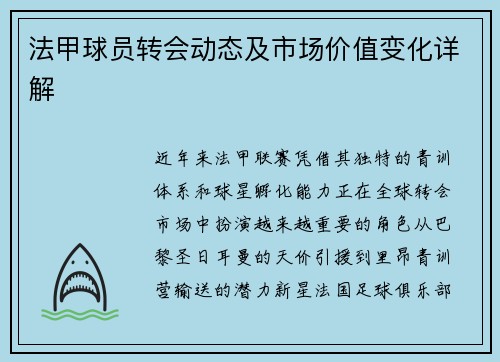 法甲球员转会动态及市场价值变化详解